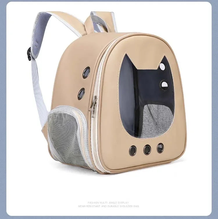 Soft comfortable luxury cat backpack Carrier Bag PU small animal carrier Portable Travel Outdoor Backpack Cat dog Pet Supplies