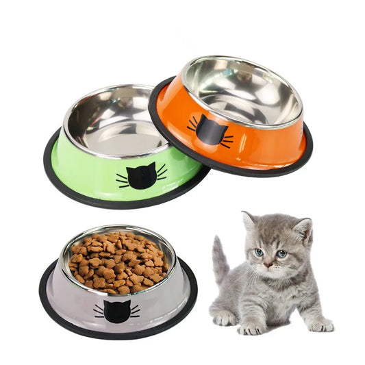 New Assemblable Multicolor Stainless Steel Cat Bowl Non-slip Non-fall Eat Drink Pet Food Container Feeder Dish Bowl