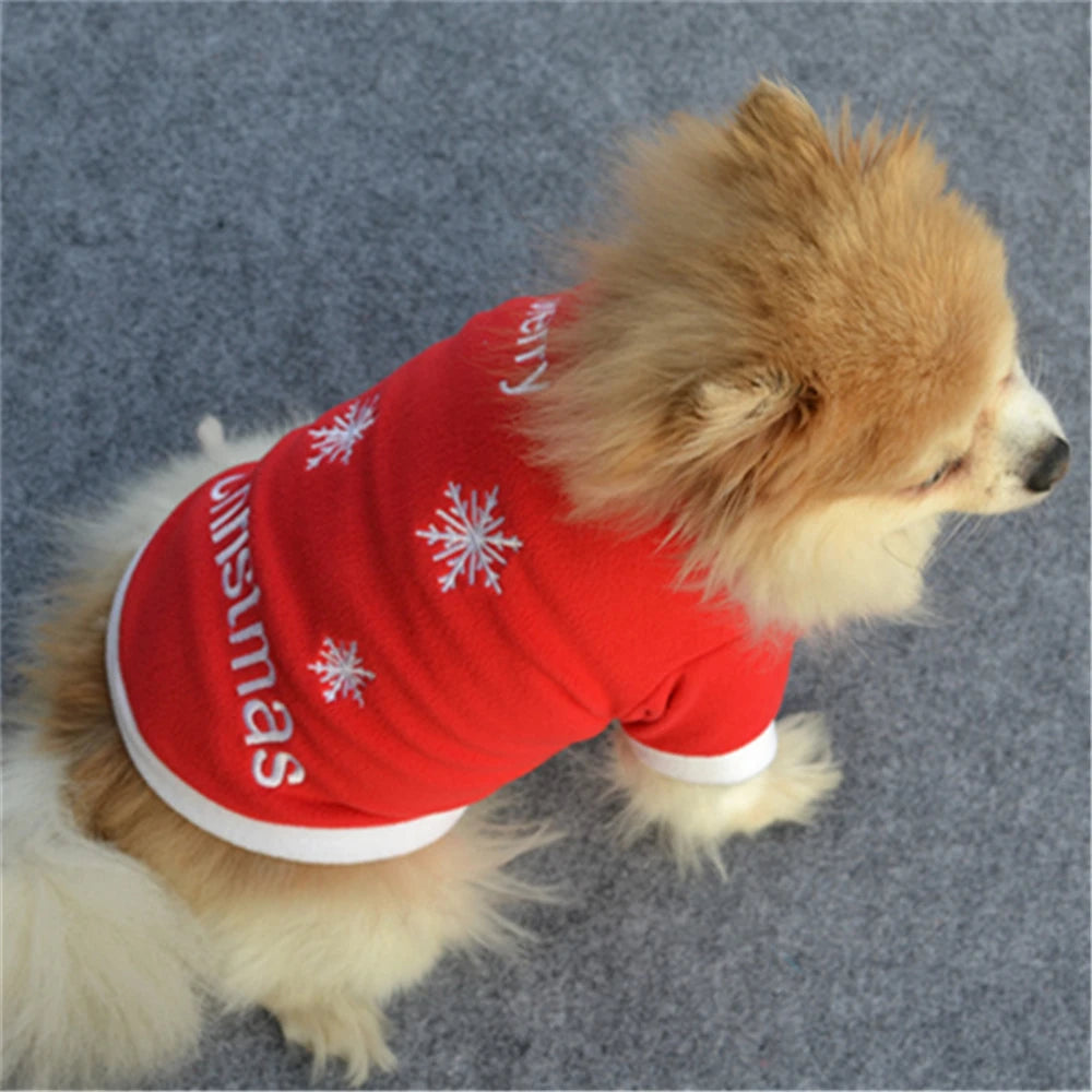 Christmas Costume Pet Dog Clothes Warm Polar Fleece Xmas Dog Clothing Cute Cat Puppy Round Neck Fleece Pullover Vest Winter Coat