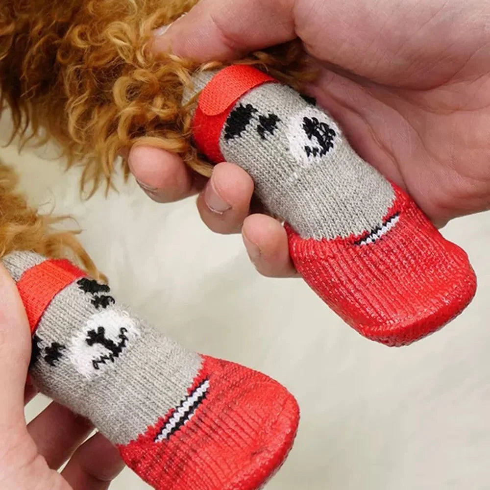 Dog Socks Warm Knit Socks for Cats and Dogs Waterproof Cat Shoes Scratch-proof Foot Covers Anti Scald Feet Pet Socks Teddy