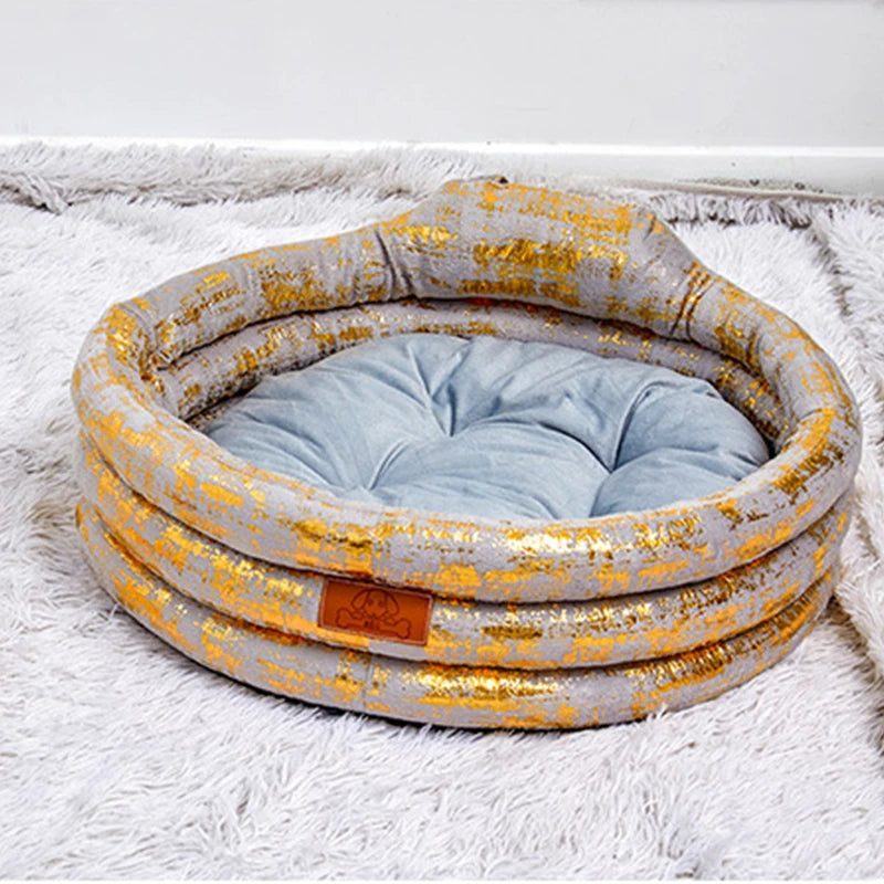 Hot Selling Products Round Dog Mat Warm Comfortable Pet Bed Foil Stamping Cat Mat Luxury Dog Sofa Warm Kennel Pet Mat