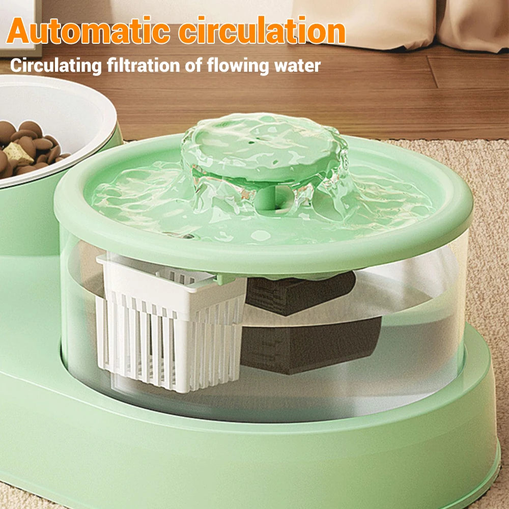 Cat Water Fountain Auto Recirculate Pet Dog Cat Food Bowl Automatic Feeder Drinking Raised Stand Dish Bowls Cats Water Dispenser