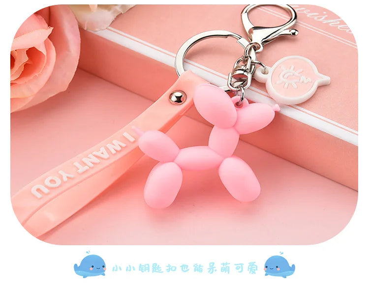 2022 New Fashion Stereo Cute Balloon Dog Keychain Key ring Creative Cartoon Mobile Phone Bag Car Pendant Fun Keychain