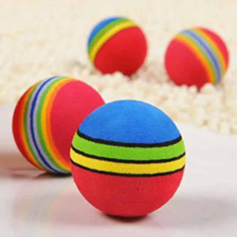 1/5/10 Pcs EVA Rainbow Balls Throwing Funny Interactive Play Chewing Rattle Scratch Toy Pet Dog Supplies Interactive Cat Toy