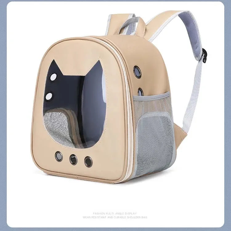 Soft comfortable luxury cat backpack Carrier Bag PU small animal carrier Portable Travel Outdoor Backpack Cat dog Pet Supplies