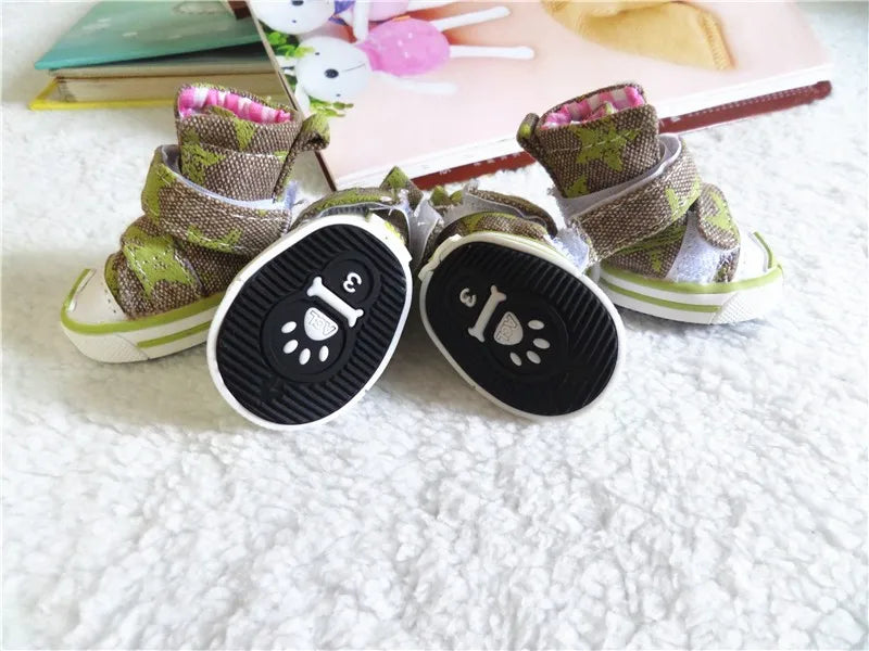 Hot sale pet dog shoes cute stars puppy boot outdoor Casual canvas Sneakers Teddy small dogs shoes ZL248