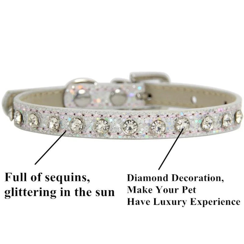 Cute Bling Rhinestone Dog Collar Crystal Diamond Cat Collar Kitten Puppy Collars for Small Medium Pets