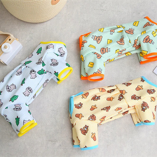 Fashion Pet Dog Clothes for Small Dogs Spring Dog Jumpsuit Cartoon Print Puppy Pajamas Cute Cat Clothing Pet Chihuahua Clothes