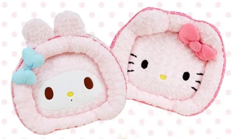 Cute Sanrio Hello Kitty Melody Pink Dog Bed For Pet Small Dogs Kennel Cartoon Embroidered Double Sided Pet House For Yorkies Dog