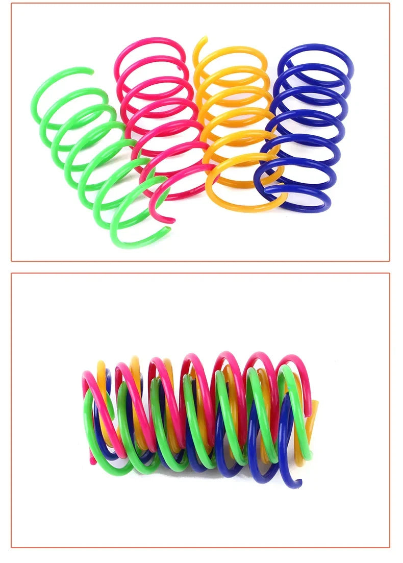 4/8pcs Pet Toys Colorful Cat Coil Toy Durable Plastic Spiral Spring Cat Toy Interactive Toy Activity Cats Hunting Exercise