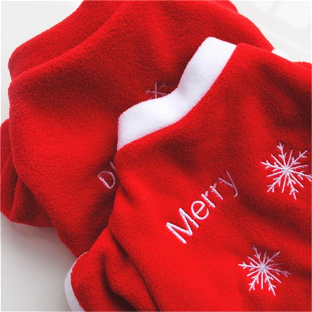 Christmas Costume Pet Dog Clothes Warm Polar Fleece Xmas Dog Clothing Cute Cat Puppy Round Neck Fleece Pullover Vest Winter Coat