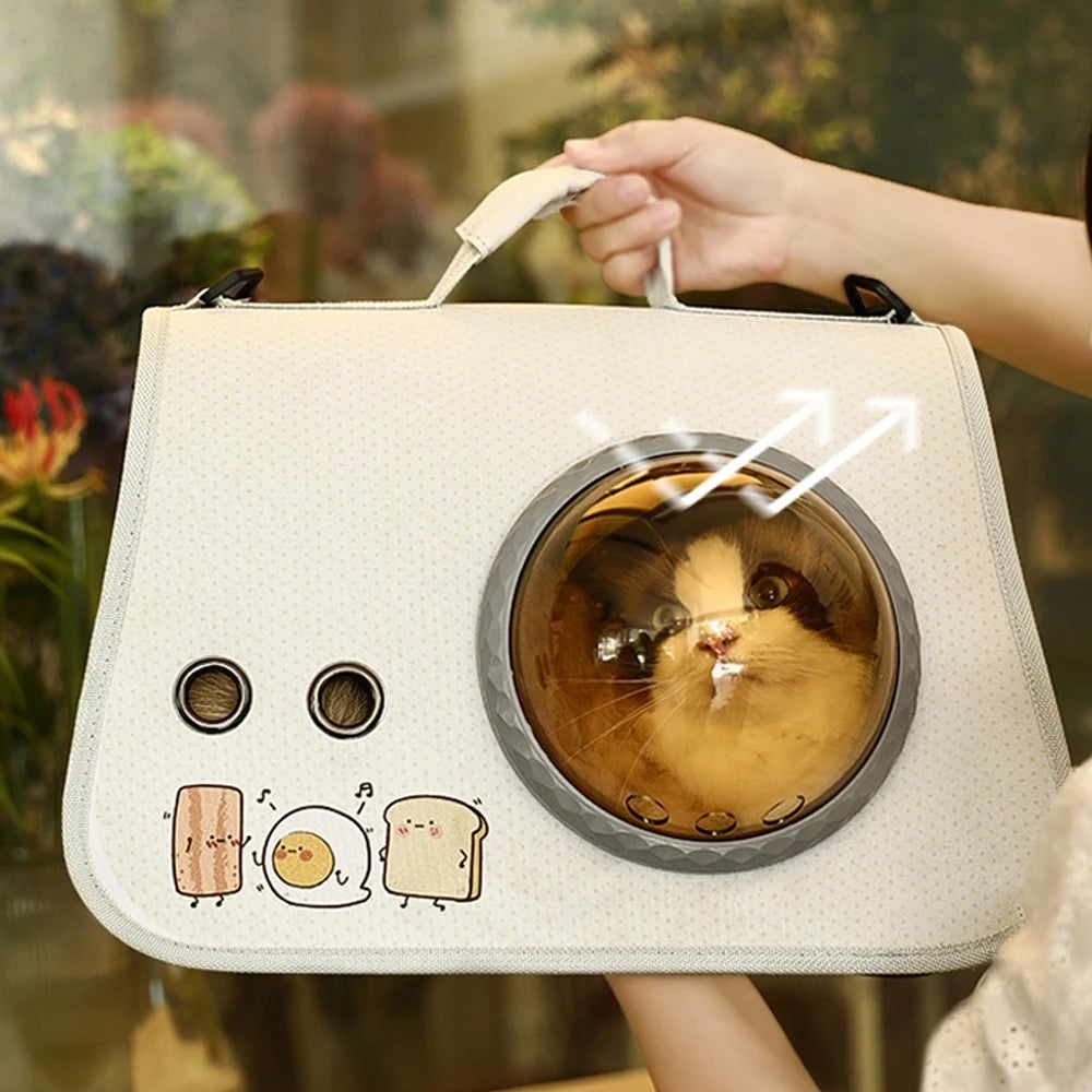 Cat Carrying Travel Backpack Outdoor Capsule Shoulder Bag Breathable Carrier For Puppy Kitty Newborn Pet Foldable Zipper Handbag