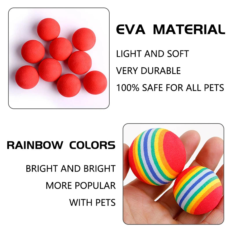 1/5/10 Pcs EVA Rainbow Balls Throwing Funny Interactive Play Chewing Rattle Scratch Toy Pet Dog Supplies Interactive Cat Toy