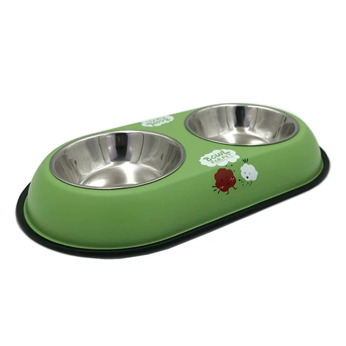 Dog Double Bowl Stainless Steel Puppy Food Water Feeder Durable Pet Drinking Dish Cat Tableware Non Slip Kitten Feeding Supplies