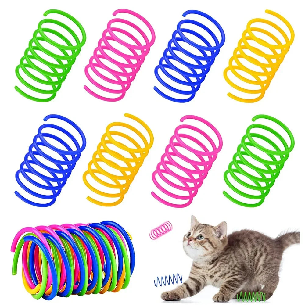 4/8pcs Pet Toys Colorful Cat Coil Toy Durable Plastic Spiral Spring Cat Toy Interactive Toy Activity Cats Hunting Exercise