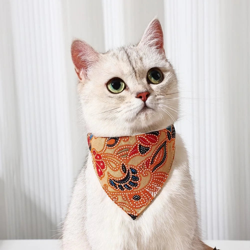 Adjustable Pets Banbana Collar PU Neck Scarf With Printed for Small Medium Large Dogs Cat Puppy Accessories Triangle Scarf XS-L