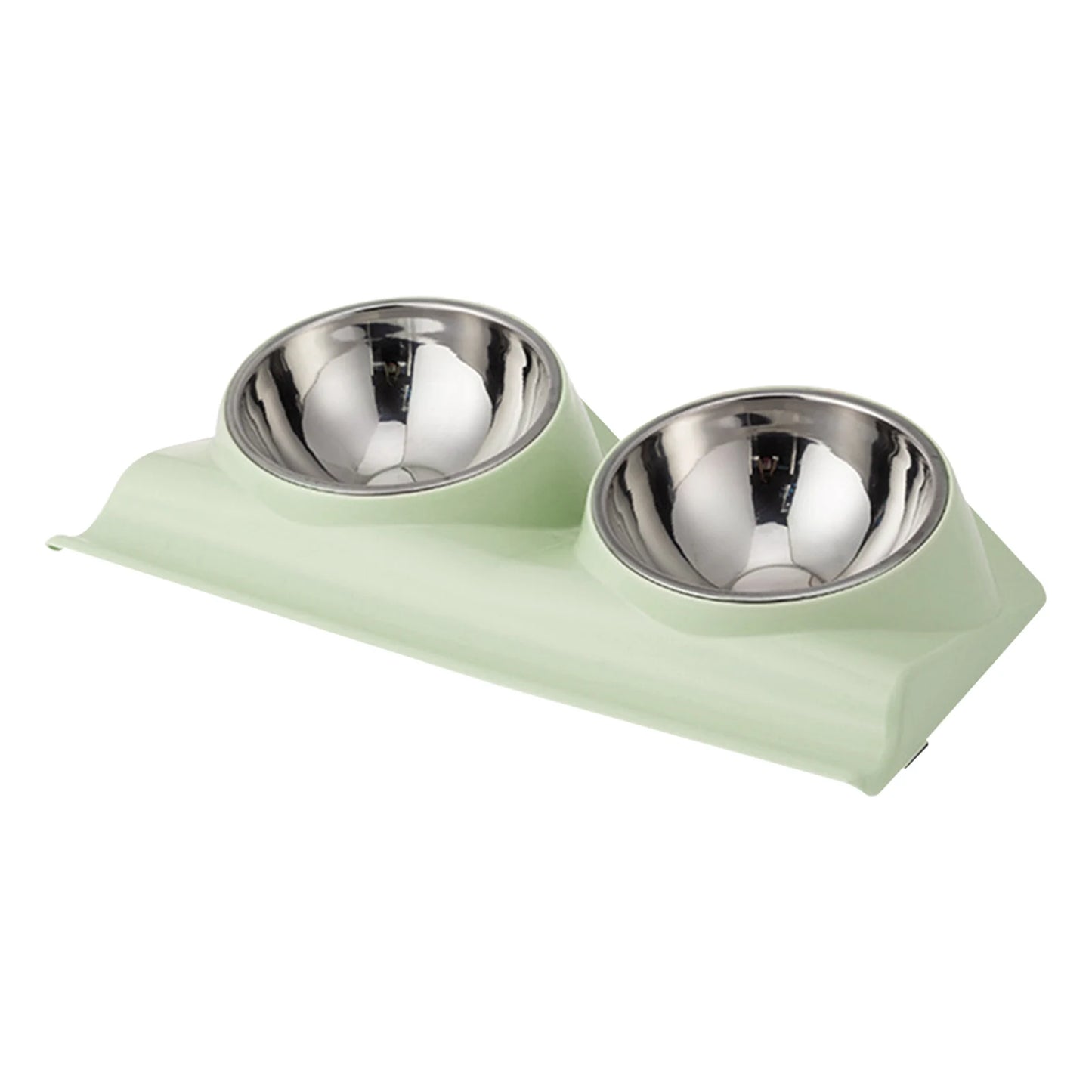 15 Degree Tilted Non Slip Food Water Cat Pet Supplies Stainless Steel With Raised Stand Home Puppy Double Dog Bowl Feeder