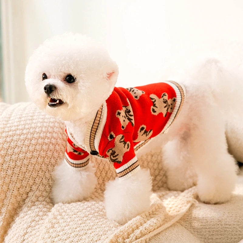 Luxury Dog Clothes Winter Warm Cardigan Dog Sweaters Chihuahua French Bulldog Clothing Pet Coat Jacket Puppy Pet Items