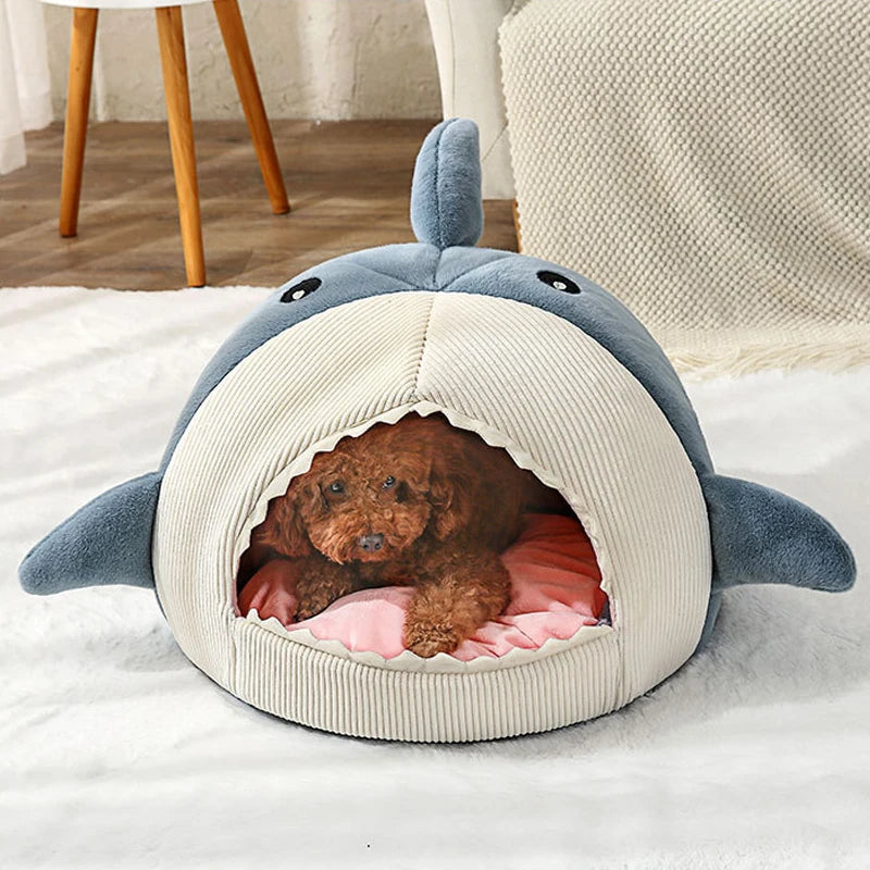 Cartoon Sharks Pet Beds Winter Warm Comfortable Cat Bed Sleeping Mat Soft Plush Puppy Anti-slip Sofa Bed for Small Dogs Cats