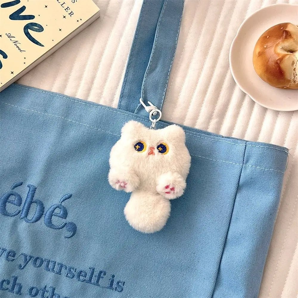 Bag Hanging Soft Cute Cat Plush Keychain Cartoon Stuffed Rabbit Doll Keyring Funny Lovely Animal Pendant with Tail Kids