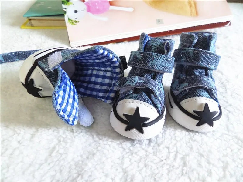 Hot sale pet dog shoes cute stars puppy boot outdoor Casual canvas Sneakers Teddy small dogs shoes ZL248