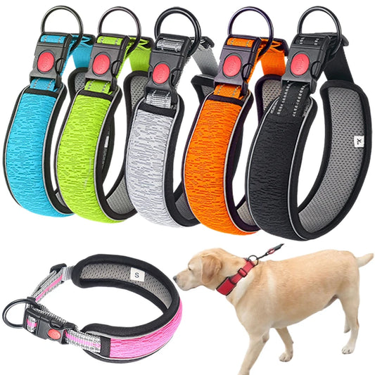 Portable Pet Collar for Small Large Dogs Collars Puppy Walking Training Accessories Anti Choke Padded Reflective Dog Collars