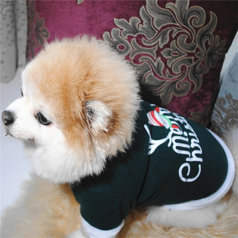 Christmas Costume Pet Dog Clothes Warm Polar Fleece Xmas Dog Clothing Cute Cat Puppy Round Neck Fleece Pullover Vest Winter Coat