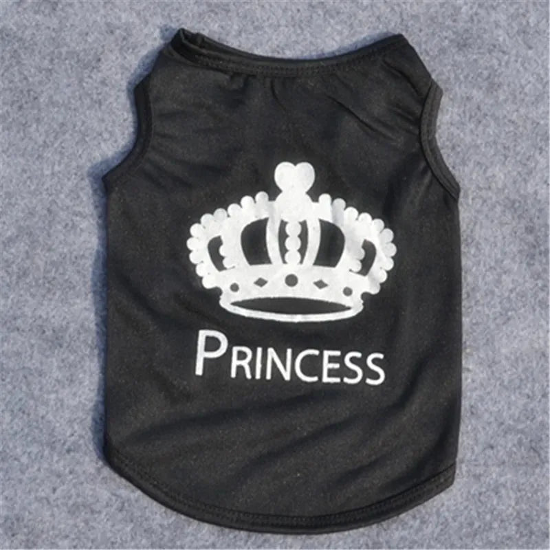 Cool Crown Pattern Princess Clothing for Small Dogs Dog Cat Shirt Puppy Vest Puppy TeeClothes Tank Top Pet Apparel