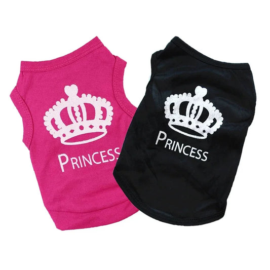 Cool Crown Pattern Princess Clothing for Small Dogs Dog Cat Shirt Puppy Vest Puppy TeeClothes Tank Top Pet Apparel