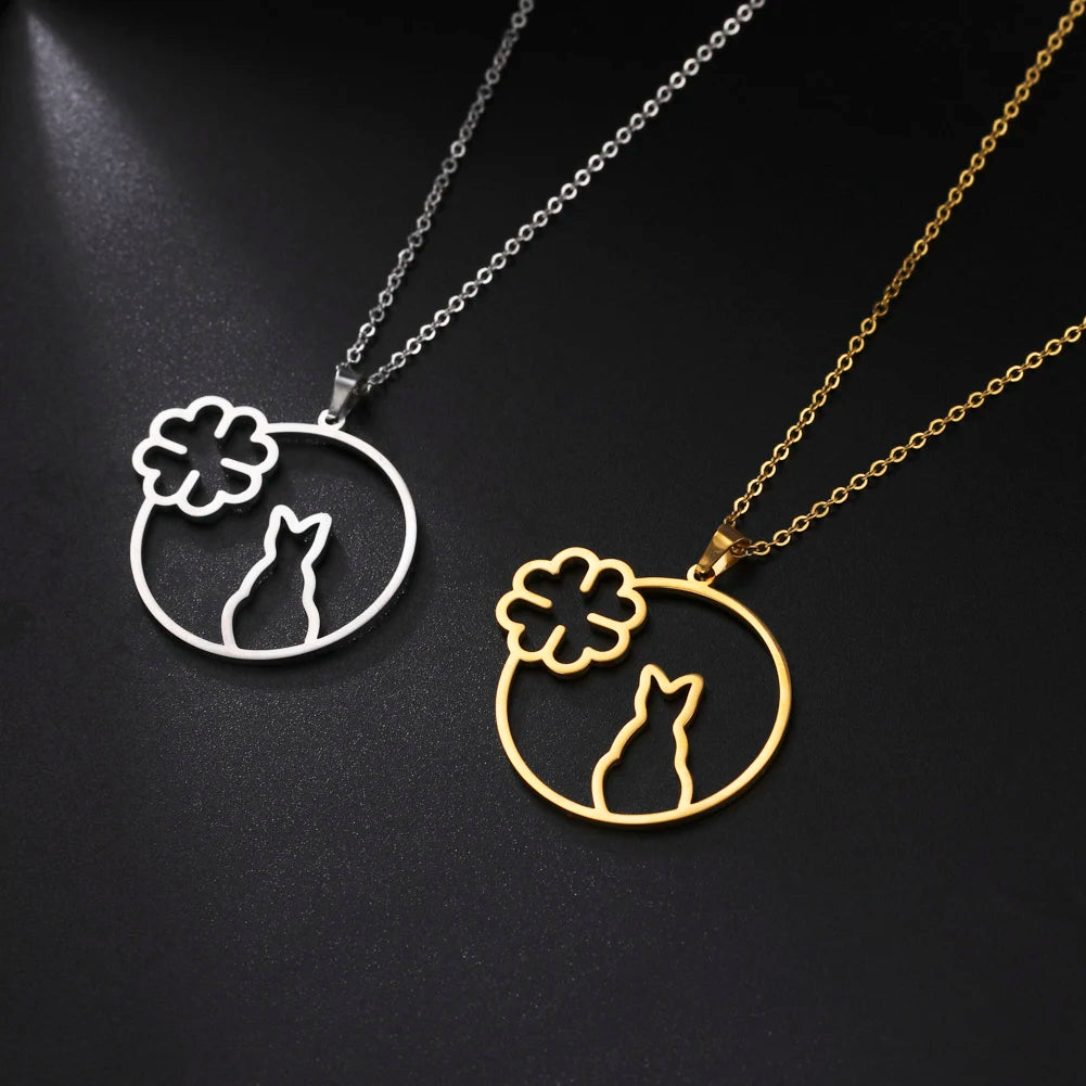 Cazador Cute Animal Cat Pendant Necklace for Women Girls Lovely Paw Choker Neck Chain Stainless Steel Jewelry Birthday Gift 2024