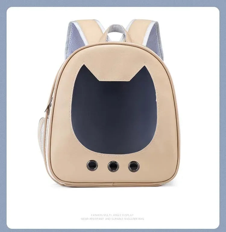 Soft comfortable luxury cat backpack Carrier Bag PU small animal carrier Portable Travel Outdoor Backpack Cat dog Pet Supplies