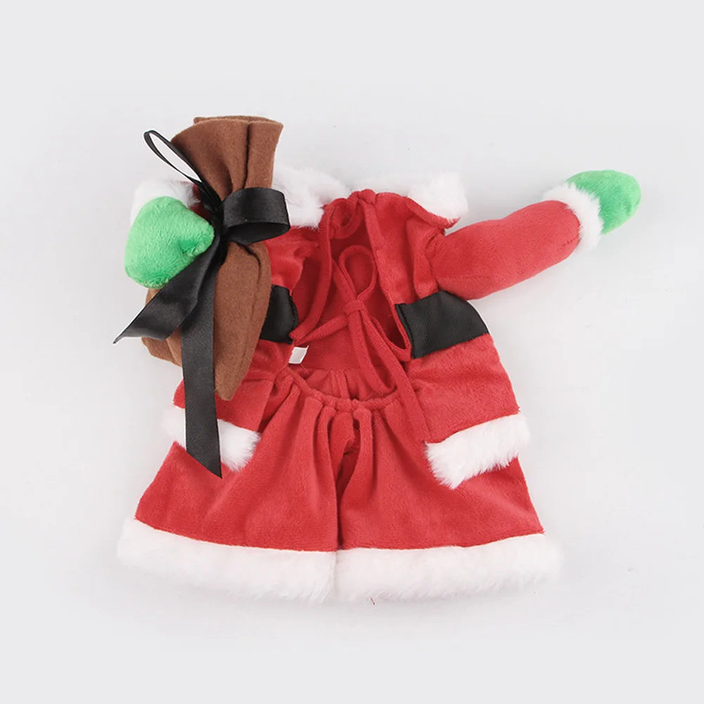 Cat Christmas Costume With Hat, Pet Santa Star Belt Costume Clothes, Cat Funny Winter Warm Outfit, Elastic Collar Pet Coat