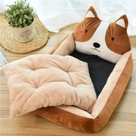 Dog Beds Cartoon Pet Bed Baskets Supplies Puppy Cushions Cats Medium Pets Products Cats Big Cushion Puppy Blanket Accessories