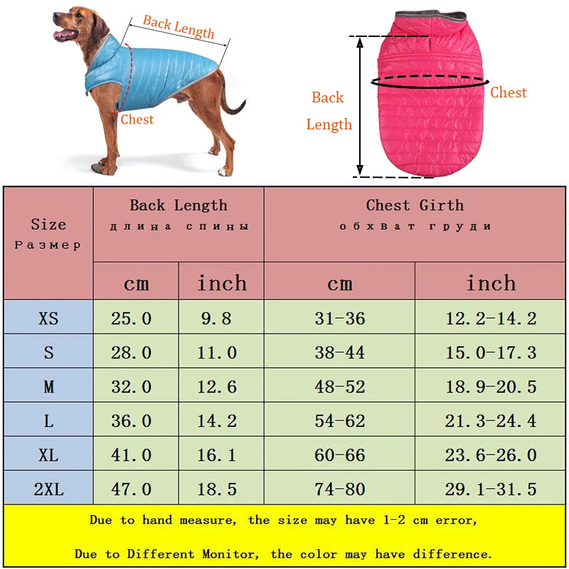 Reversible Dog Clothes Reflective Winter Dogs Down Jacket For Small Large Dogs Pet Cat Labrador French Bulldog Jackets Coat