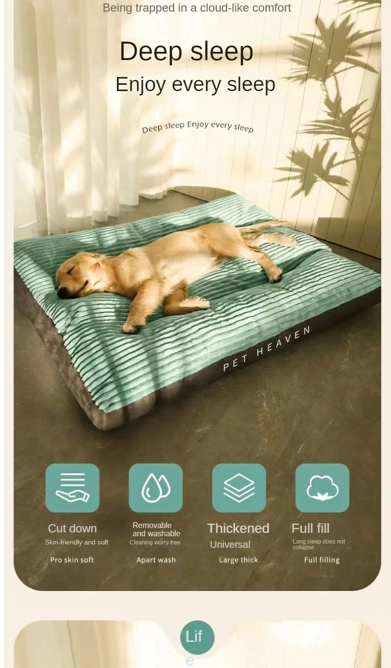 Detachable Easy To Clean Warm Floor Mat for Sleeping Breathable Washable Pet Sleeping Bed Mat Dog bed Corduroy Dog Mat Plush Bed