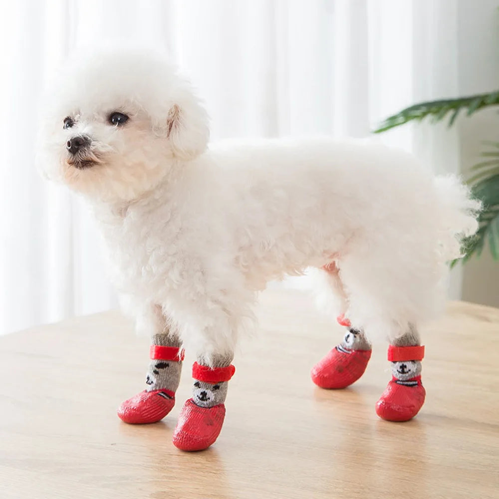 Dog Socks Warm Knit Socks for Cats and Dogs Waterproof Cat Shoes Scratch-proof Foot Covers Anti Scald Feet Pet Socks Teddy