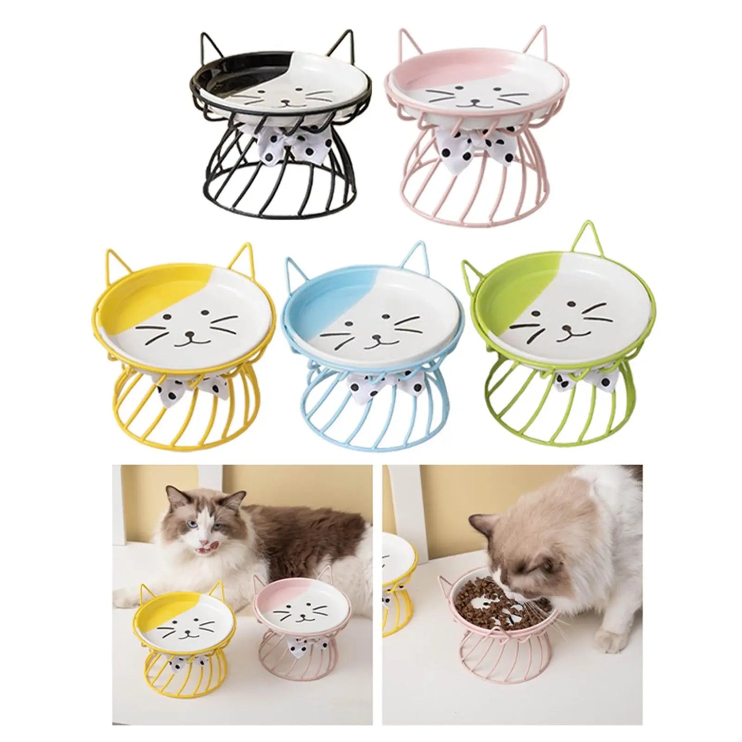 Cat Bowl Dog Bowl Pet Food Water Feeder Drinker Cat Raised Elevated Feeder