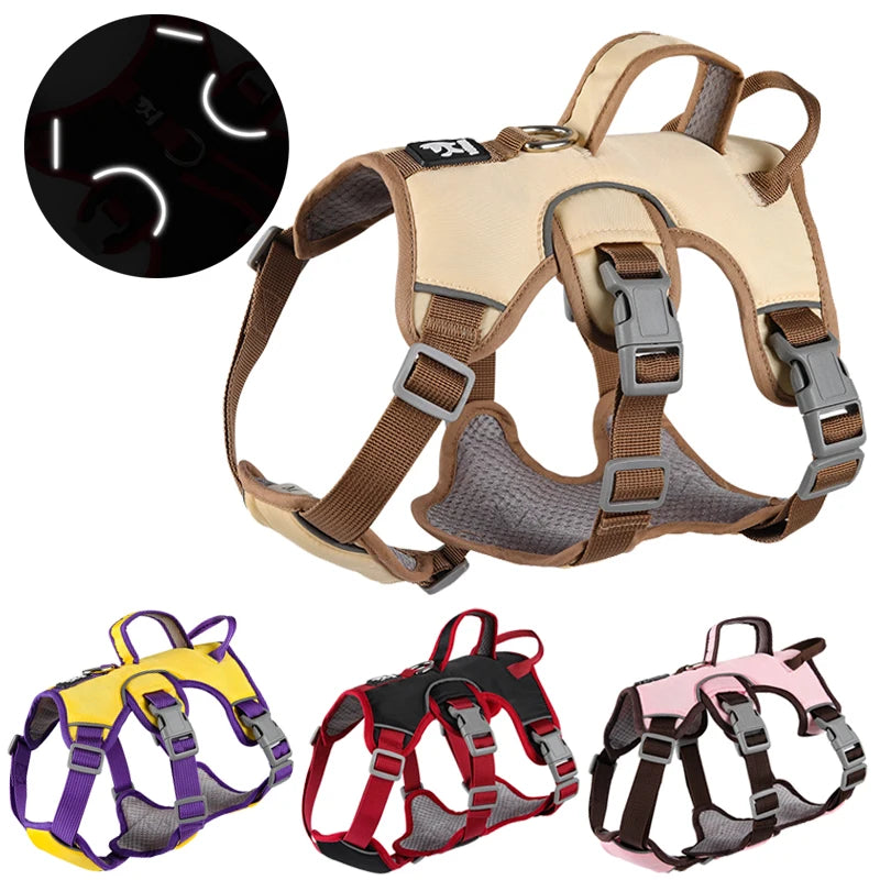 Adjustable Dog Harness for Small Large Dogs Vest Reflective Puppy Chest Strap French Bulldog Husky Outdoor Walking Lead Leash