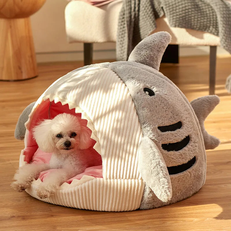 Cartoon Sharks Pet Beds Winter Warm Comfortable Cat Bed Sleeping Mat Soft Plush Puppy Anti-slip Sofa Bed for Small Dogs Cats