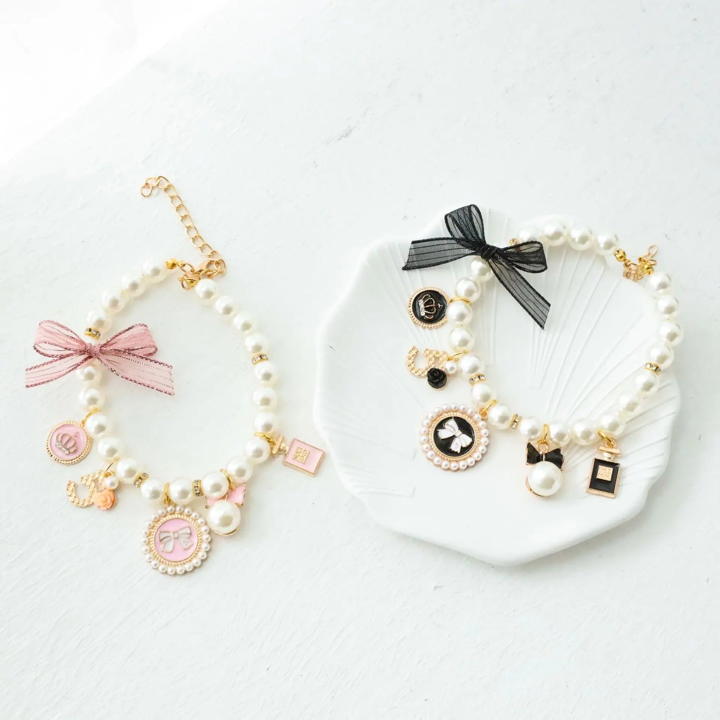 Pet Bow Pearl Collar Cat Jewelry Pendant Princess Necklace Dog Sweet Decorations Puppy Rhinestone Collar Chihuahua Accessories