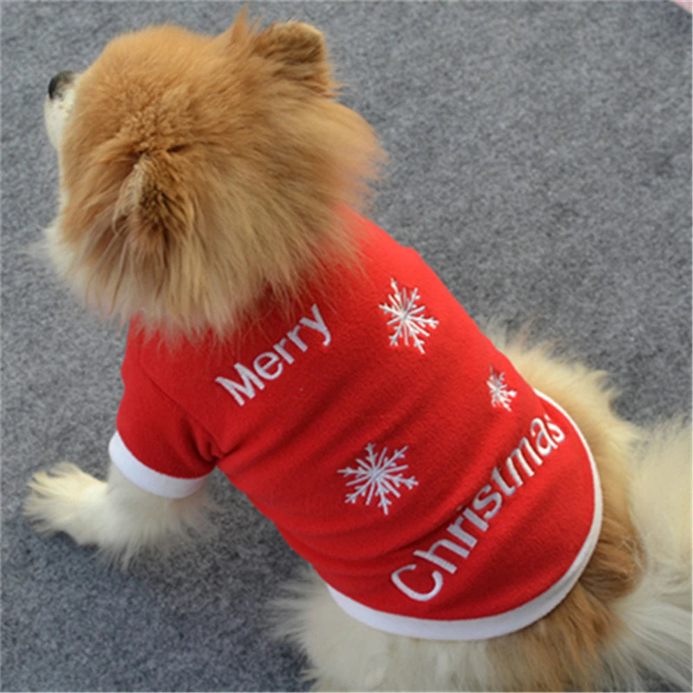 Christmas Costume Pet Dog Clothes Warm Polar Fleece Xmas Dog Clothing Cute Cat Puppy Round Neck Fleece Pullover Vest Winter Coat