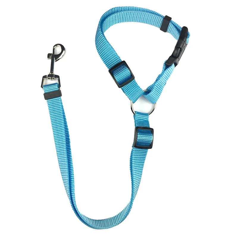 Nylon Safety Belt for Dogs Solid Color Two-in-one Pet Car Seat Belt Leash Adjustable Dog Harness Collar Products Pet Accessories