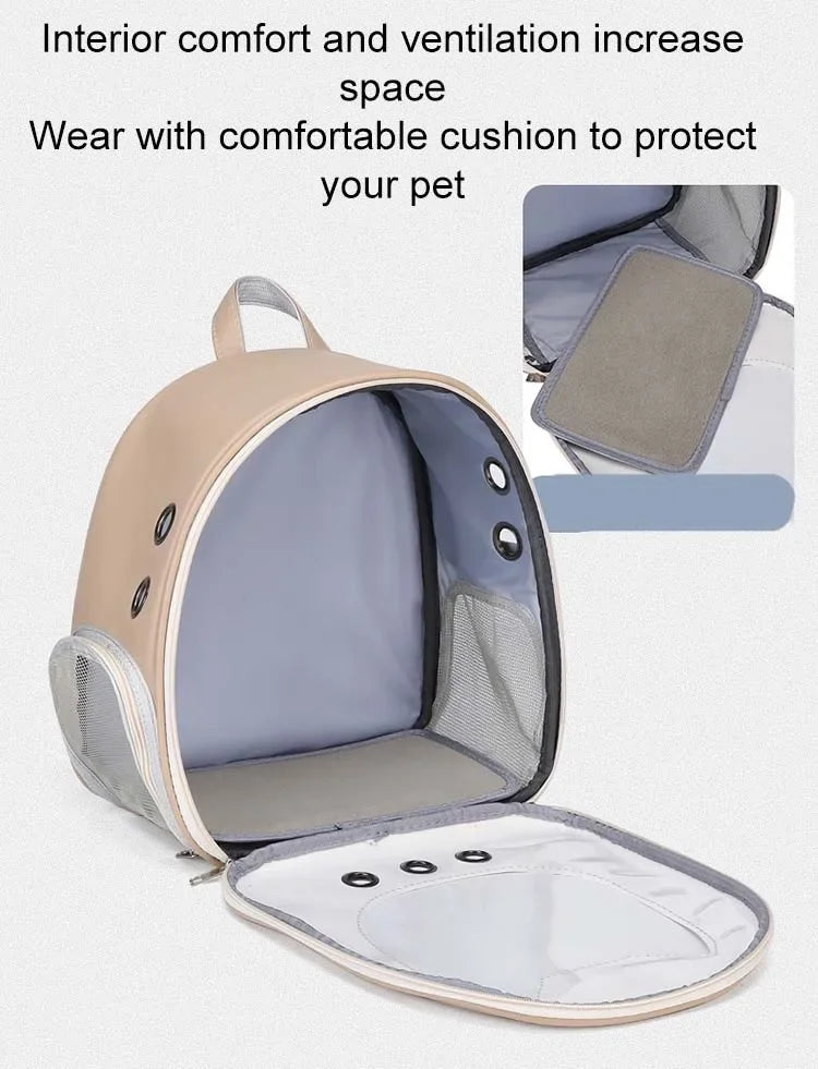 Soft comfortable luxury cat backpack Carrier Bag PU small animal carrier Portable Travel Outdoor Backpack Cat dog Pet Supplies