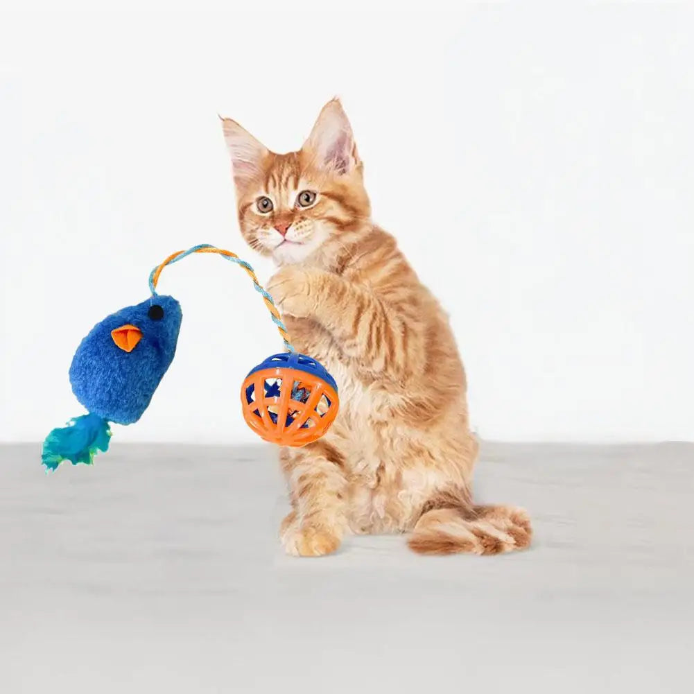 Cat Toy Plastic Bell Plush Mouse Cat Ball Comfortable Interactive Toy Pet Cat Chewing Supplies