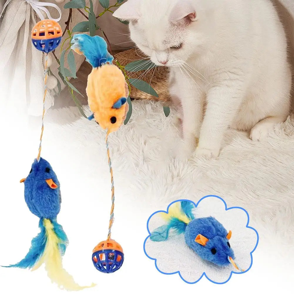 Cat Toy Plastic Bell Plush Mouse Cat Ball Comfortable Interactive Toy Pet Cat Chewing Supplies