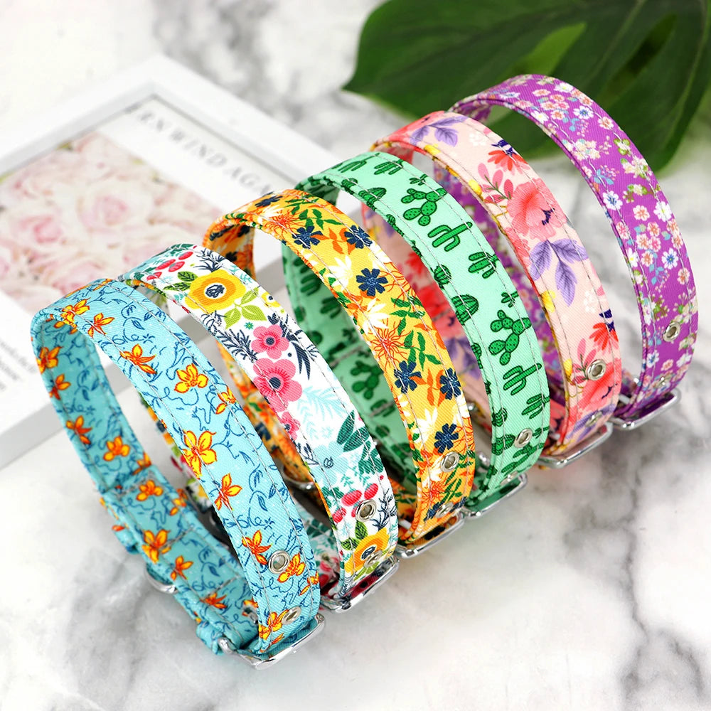 20 Styles Nylon Dog Collar Bohemian Floral Pet Collars Fashion Printed National Style Puppy Chihuahua Pug Collar Dog Accessories