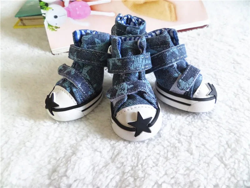 Hot sale pet dog shoes cute stars puppy boot outdoor Casual canvas Sneakers Teddy small dogs shoes ZL248