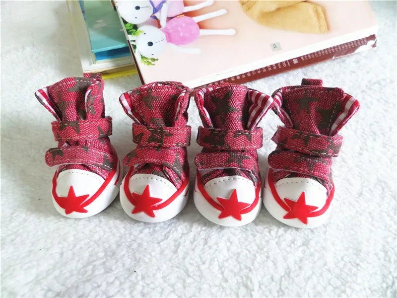 Hot sale pet dog shoes cute stars puppy boot outdoor Casual canvas Sneakers Teddy small dogs shoes ZL248