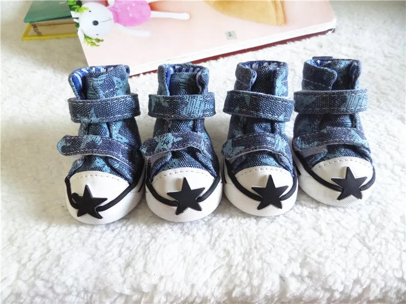 Hot sale pet dog shoes cute stars puppy boot outdoor Casual canvas Sneakers Teddy small dogs shoes ZL248