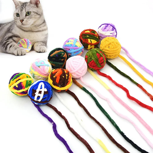 Pet Cat Toys Self Entertaining Chew and Tease Cats Toys with Bell Kitten Colored Balls Interactive Toys Pet Products Accessories